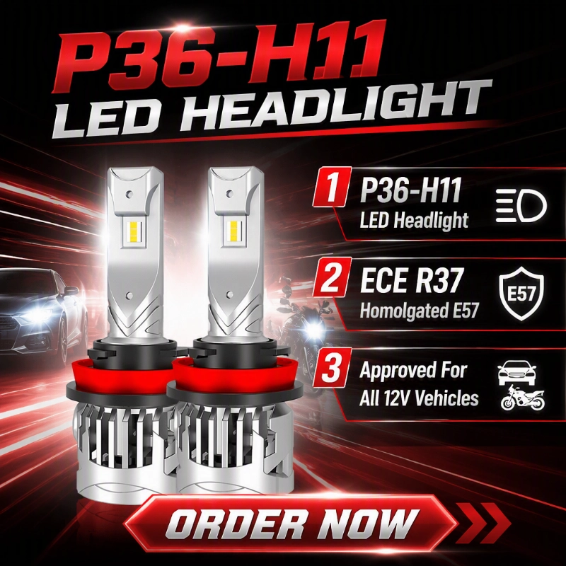 Luxfighter သည် ECE R37-Certified P36 H11 LED ရှေ့မီးသီးကို လွှင့်တင်လိုက်သည်။